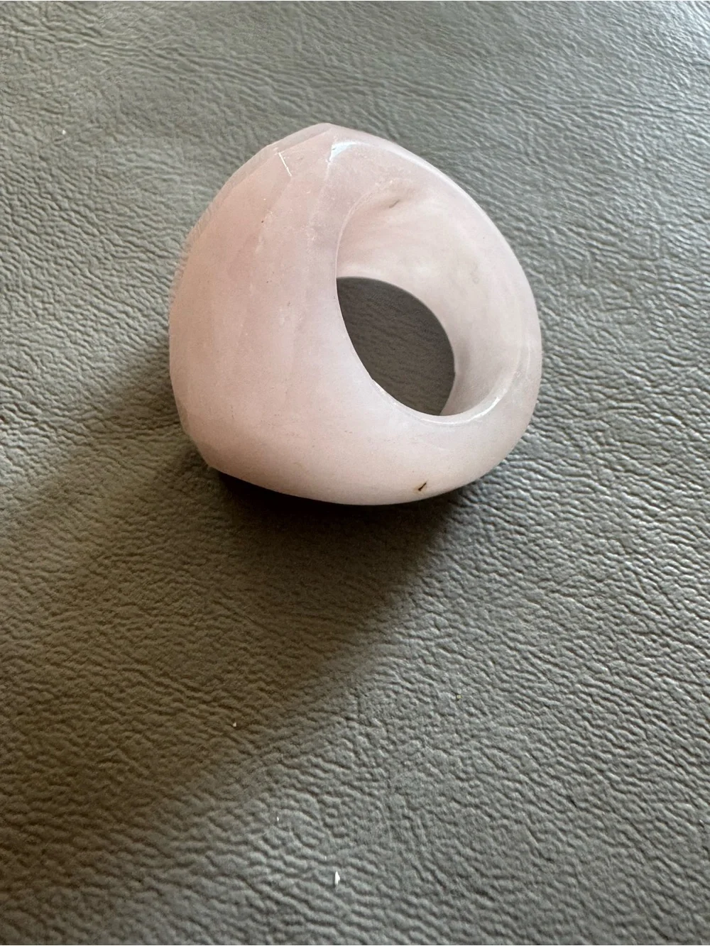 Hand Carved Pink Quartz Ring All Stone Ring. Size 7 (26g)